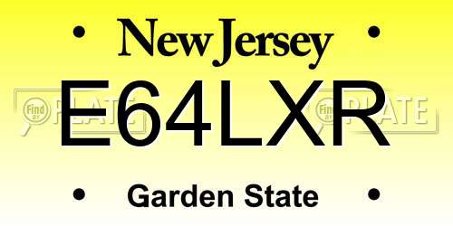 E64LXR New Jersey License Plate