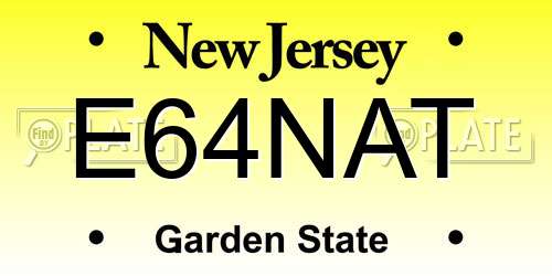 E64NAT New Jersey License Plate