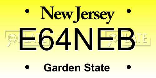 E64NEB New Jersey License Plate
