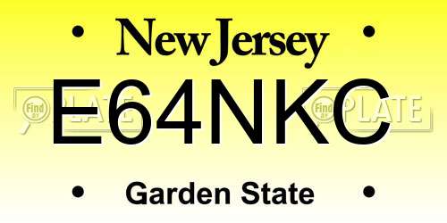 E64NKC New Jersey License Plate