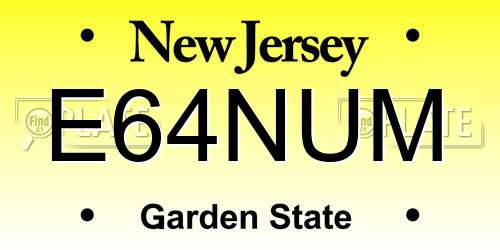 E64NUM New Jersey License Plate
