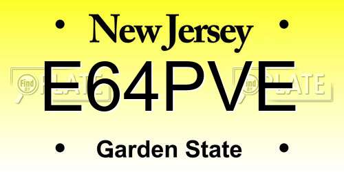 E64PVE New Jersey License Plate