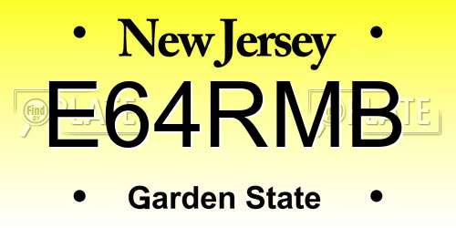 E64RMB New Jersey License Plate