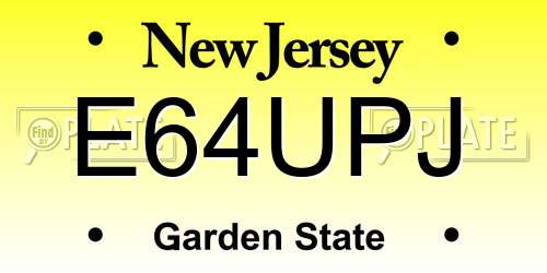 E64UPJ New Jersey License Plate