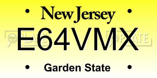 E64VMX New Jersey License Plate