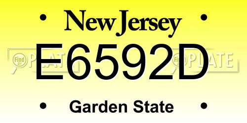 E6592D New Jersey License Plate