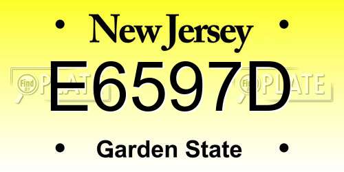 E6597D New Jersey License Plate
