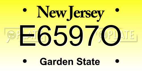 E6597O New Jersey License Plate