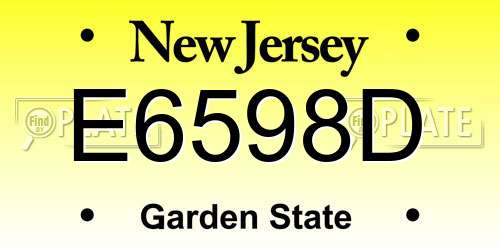 E6598D New Jersey License Plate