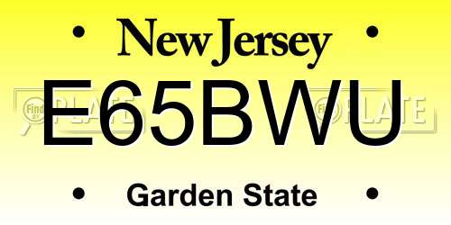 E65BWU New Jersey License Plate
