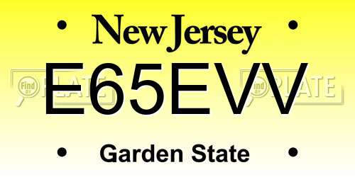 E65EVV New Jersey License Plate