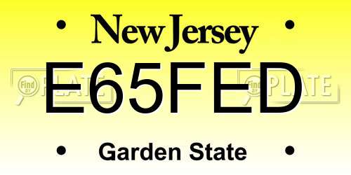 E65FED New Jersey License Plate