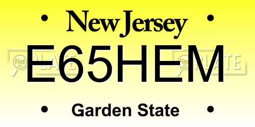 E65HEM New Jersey License Plate