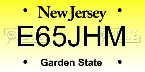 E65JHM New Jersey License Plate
