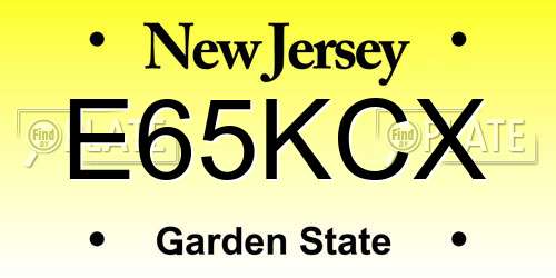 E65KCX New Jersey License Plate