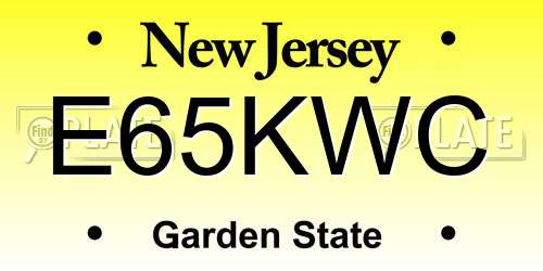 E65KWC New Jersey License Plate