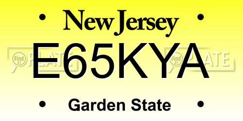E65KYA New Jersey License Plate