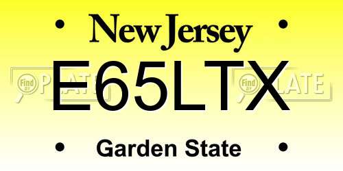 E65LTX New Jersey License Plate