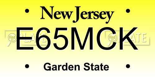E65MCK New Jersey License Plate
