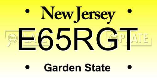 E65RGT New Jersey License Plate