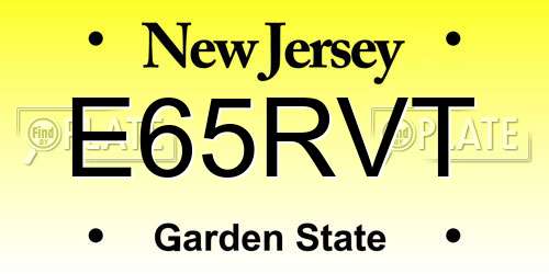 E65RVT New Jersey License Plate