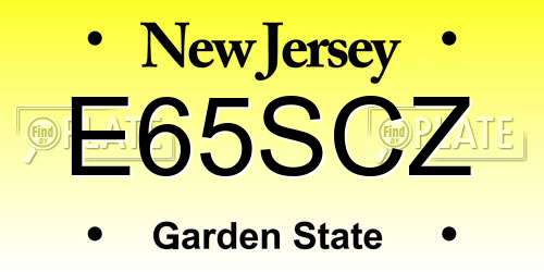 E65SCZ New Jersey License Plate