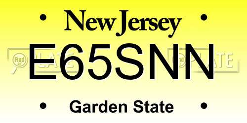 E65SNN New Jersey License Plate