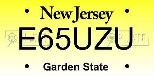 E65UZU New Jersey License Plate