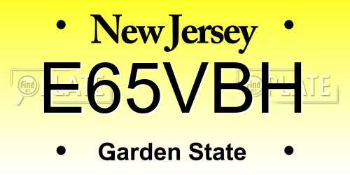E65VBH New Jersey License Plate