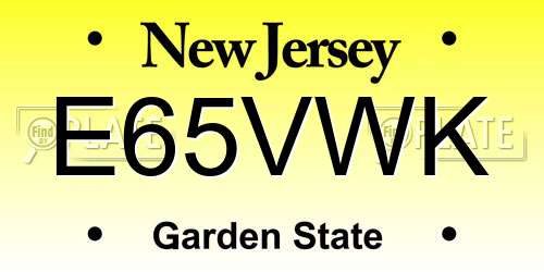E65VWK New Jersey License Plate