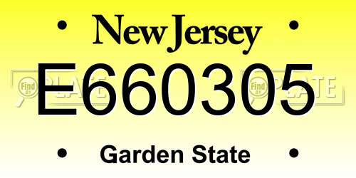 E660305 New Jersey License Plate