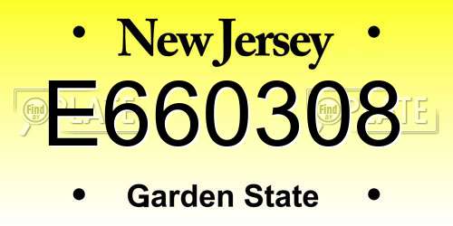 E660308 New Jersey License Plate