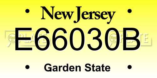 E66030B New Jersey License Plate