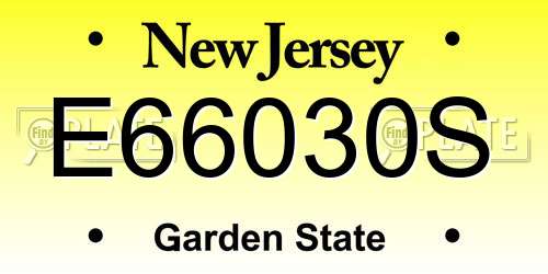 E66030S New Jersey License Plate