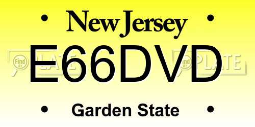 E66DVD New Jersey License Plate