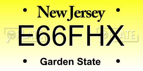 E66FHX New Jersey License Plate
