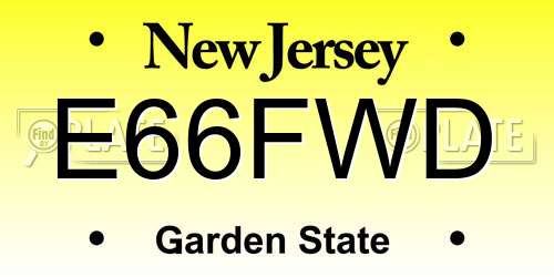 E66FWD New Jersey License Plate