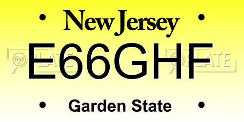 E66GHF New Jersey License Plate