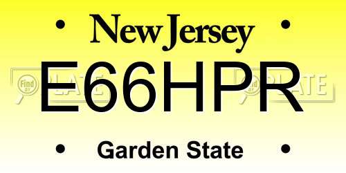 E66HPR New Jersey License Plate