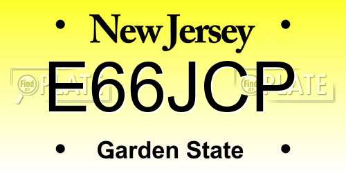 E66JCP New Jersey License Plate