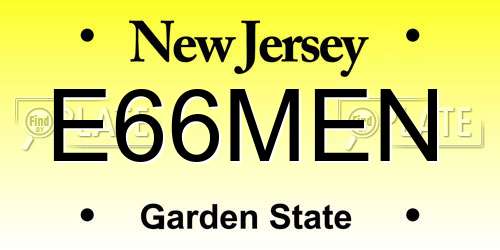 E66MEN New Jersey License Plate
