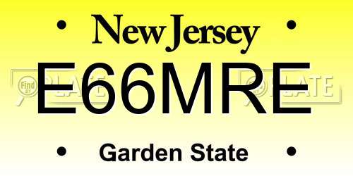 E66MRE New Jersey License Plate