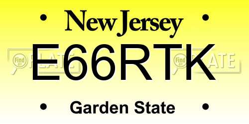 E66RTK New Jersey License Plate