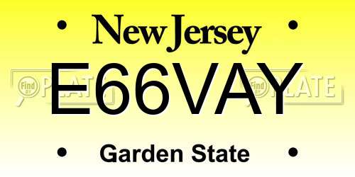 E66VAY New Jersey License Plate
