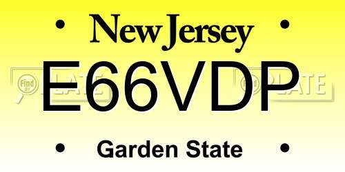 E66VDP New Jersey License Plate