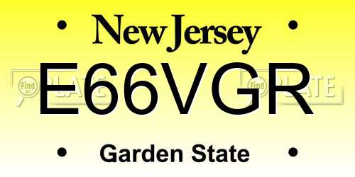 E66VGR New Jersey License Plate