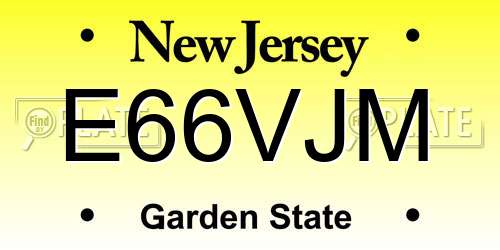 E66VJM New Jersey License Plate