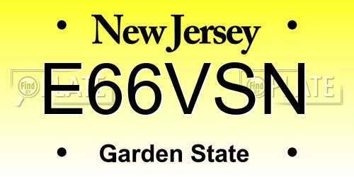 E66VSN New Jersey License Plate