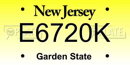E6720K New Jersey License Plate