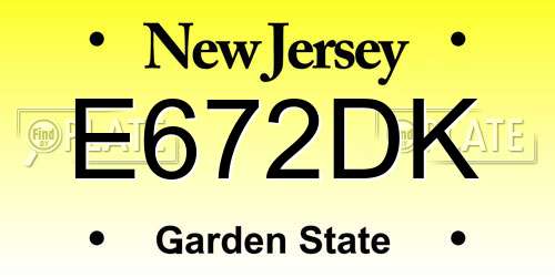 E672DK New Jersey License Plate